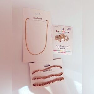 NEW Claire’s Gold Necklace Bracelet Set w/ DIY Charm Kit by Baublebar (SugarFix)